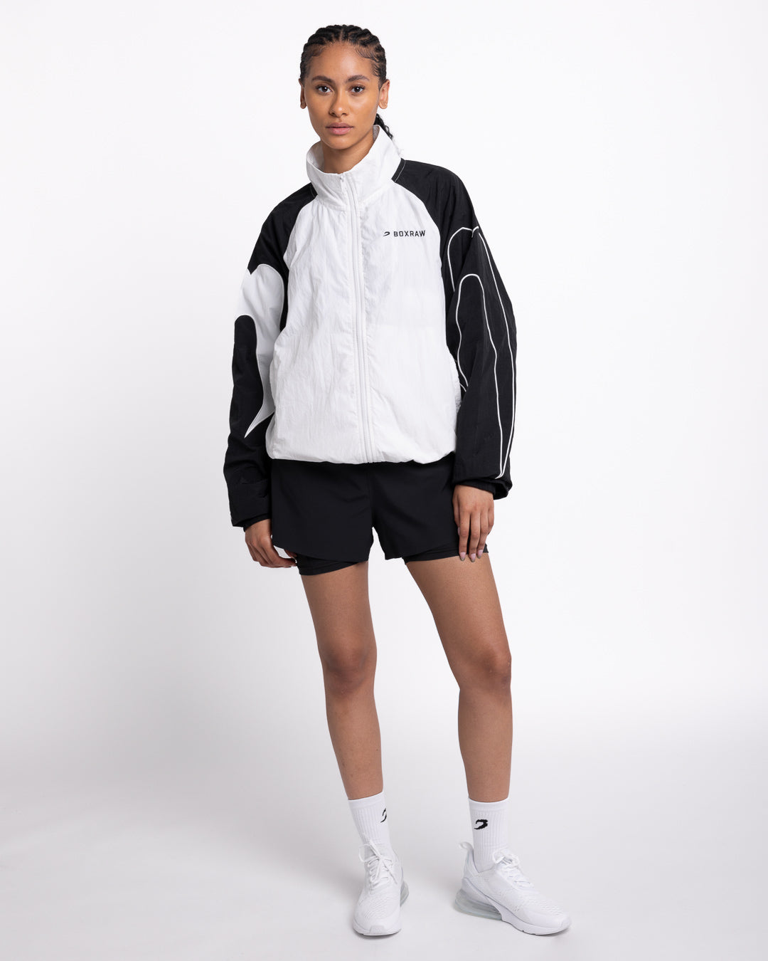 Womens Tunero Track Jacket - White/Black | BOXRAW