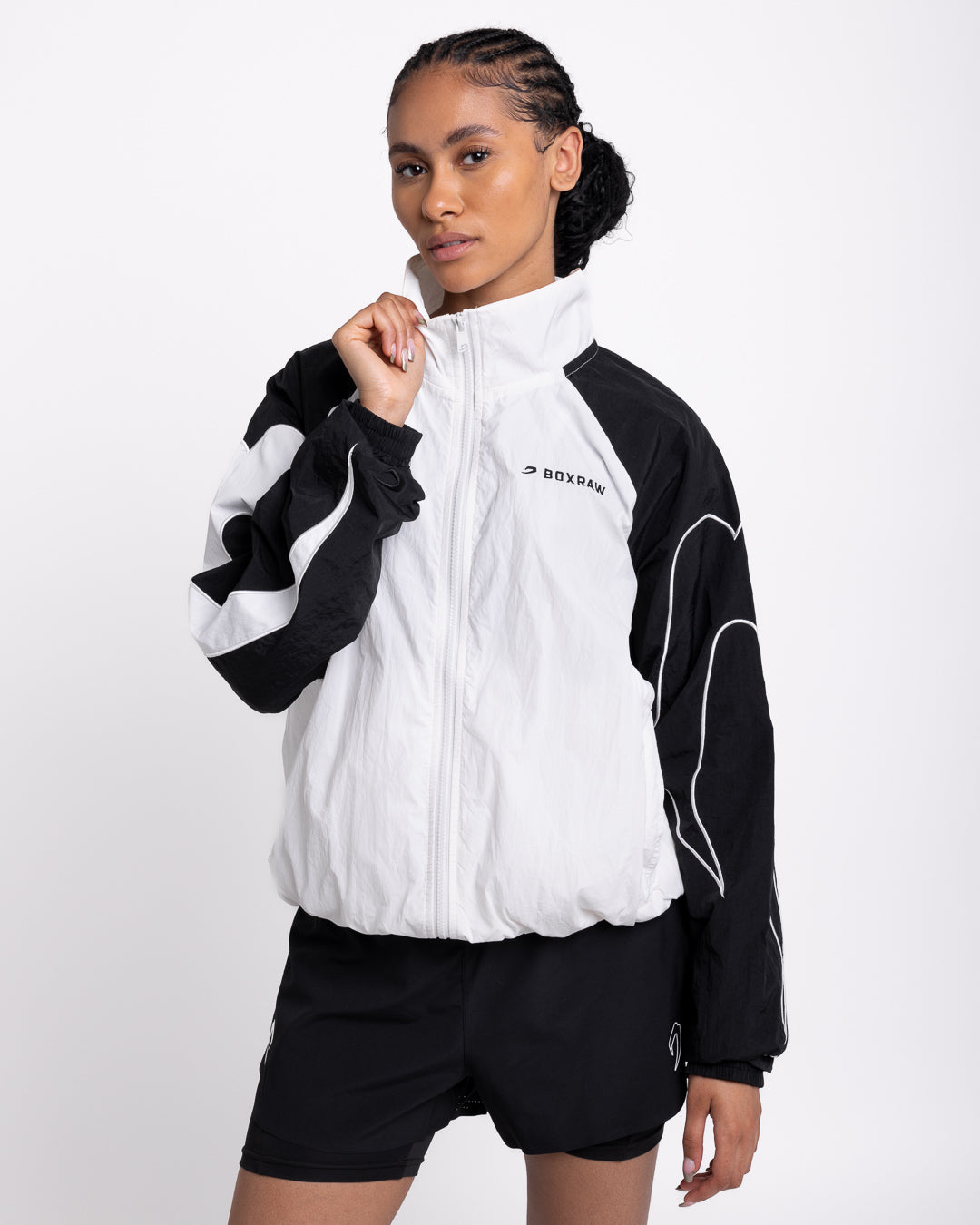 Womens Tunero Track Jacket - White/Black | BOXRAW
