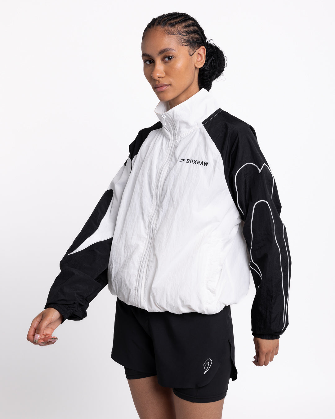Womens Tunero Track Jacket - White/Black | BOXRAW