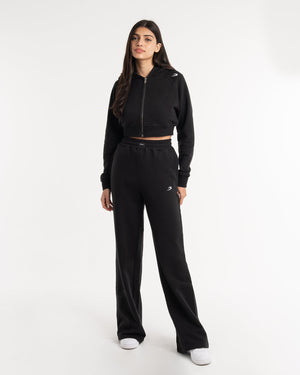 Winstone Cropped Zip Hoodie - Black