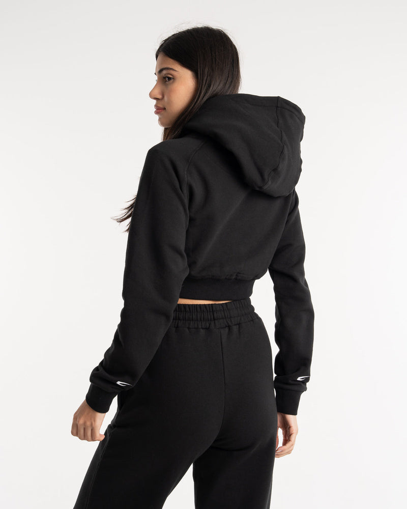 Winstone Cropped Zip Hoodie - Black