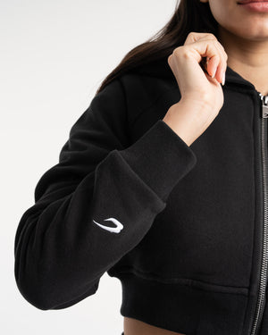 Winstone Cropped Zip Hoodie - Black